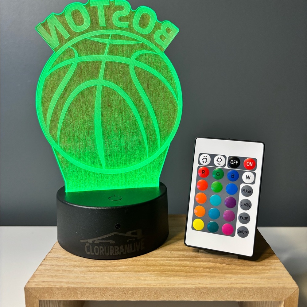 Boston Basketball LED 3D Illusion Lamp - Color Changing w/ Remote